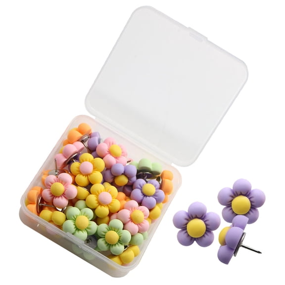 COMPUKAS 30-Pack Assorted Color Push Pins for Daily Use, Plastic Map Markers Ideal for Travel, Office, Home, and Route Planning