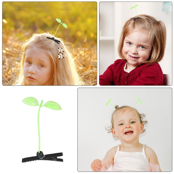 COMPUKAS 30Pcs Sprout Hair Clips Green Plant Hair Barrettes Lightweight for Cosplay and Parties