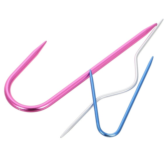 COMPUKAS 3Pcs Aluminum Cable Needle Set with U Shaped Twist Design for Knitting Accessories