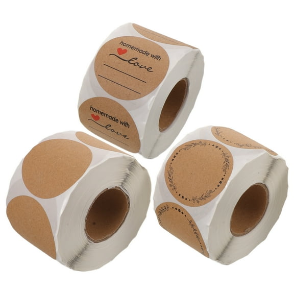 COMPUKAS 3-Pack Round Bag Seal Stickers Self-Adhesive Khaki Labels for Packaging, Small Business, and Product Sealing