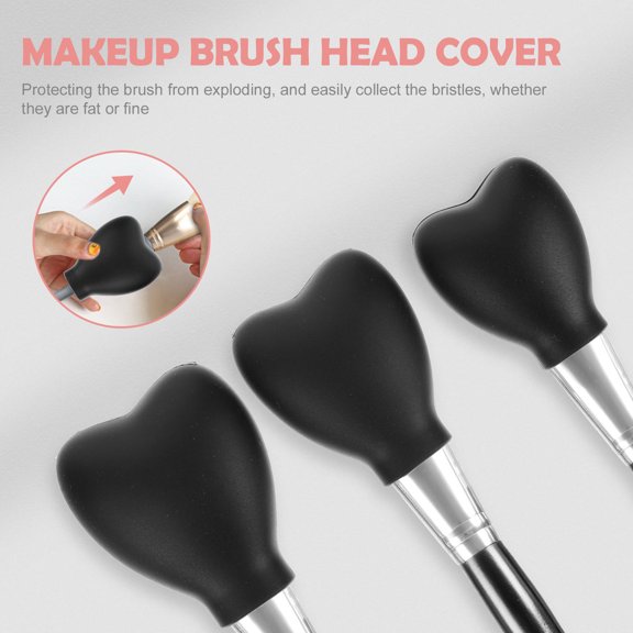 COMPUKAS 3Pcs Black Silicone Makeup Brush Protective Covers Durable Flexible Brush Sleeves