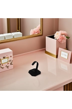 Set of 3 Black Velvet Watch Display Stands with Stable Base for Desk and Jewelry Organization
