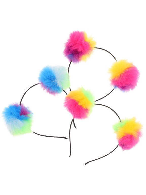 3Pcs Colorful Fuzzy Headband Hair Loop Fun Headwear for Festival and Costume Use