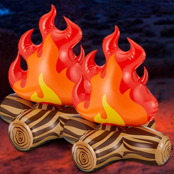 COMPUKAS 3Pcs Compact Inflatable Campfire Decoration Red PVC Fake Fire Model for Party Atmosphere