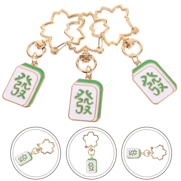 COMPUKAS 3 Pack Mahjong Tile Keychains, Colorful Metal Key , Pendant Charms for Keys, Handbags, Backpacks, Bag Decor