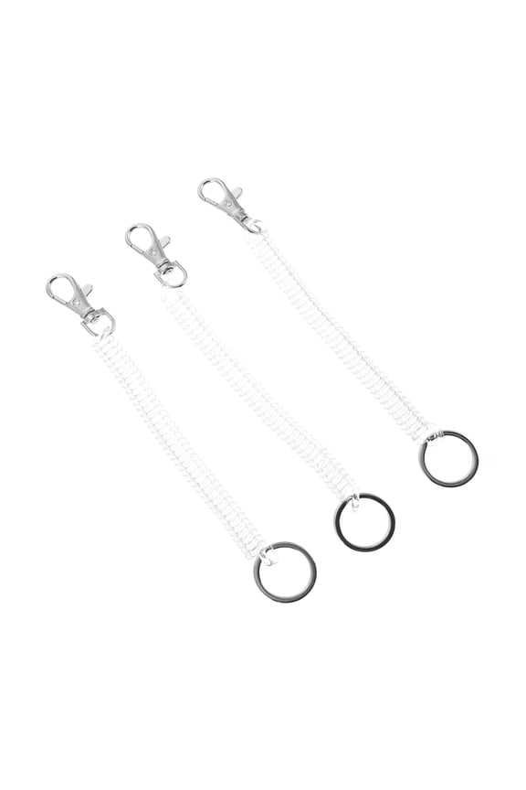 3Pcs Key Chain Coil Retractable Plastic Spring Keyring for Outdoor Use