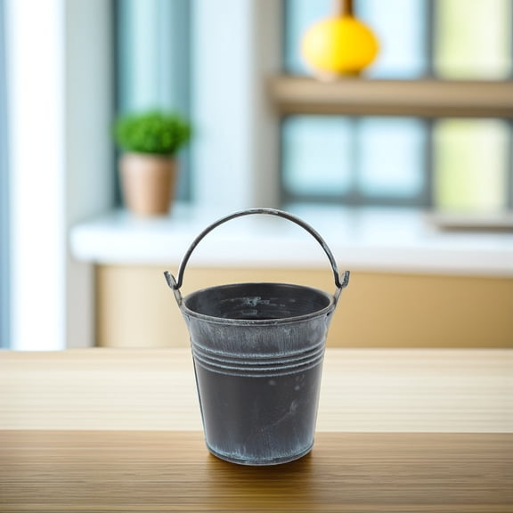 COMPUKAS 3Pcs Mini Iron Bucket Square Black Flower Pot for Home Decoration Indoor Space