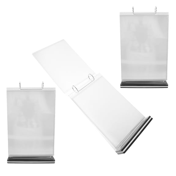 COMPUKAS 3Pcs PVC Flip Menu Holder Stand Tabletop Bar Display for Menus Advertisements Multi Page