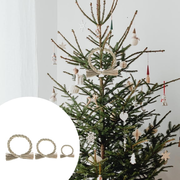 COMPUKAS Natural Straw DIY Rings 3Pcs for Wreaths Crafts Home Display