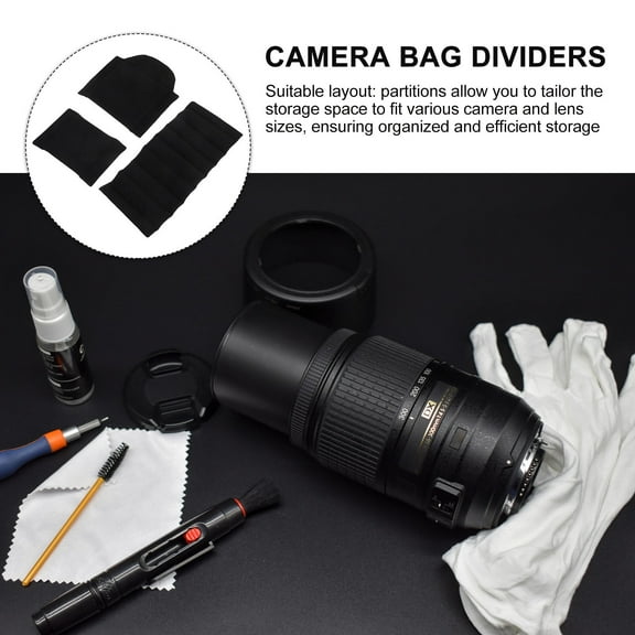 COMPUKAS 3pcs Camera Insert Divider Soft Fabric Black for Camera Bag Inserts and Lenses Cases