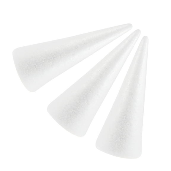 COMPUKAS 3pcs Polystyrene Foam Cone for Arts and Crafts White Foam Cone Decoration for Home Decoration