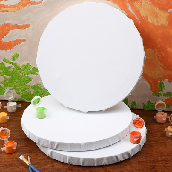 COMPUKAS 3pcs Round Canvas Set White Canvas Round Shape