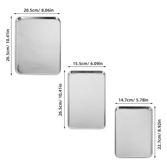 COMPUKAS 3-Piece Stainless Steel Flat Bottom Baking Sheets Set for Home Use, Cookie Tray Bakeware