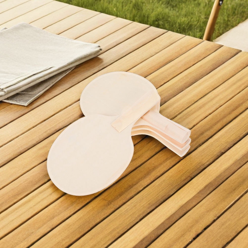 COMPUKAS 4 Pair Unpainted Table Tennis Paddles Blanks for Painting with Ergonomic Grip, Ideal for Competitive and Practice