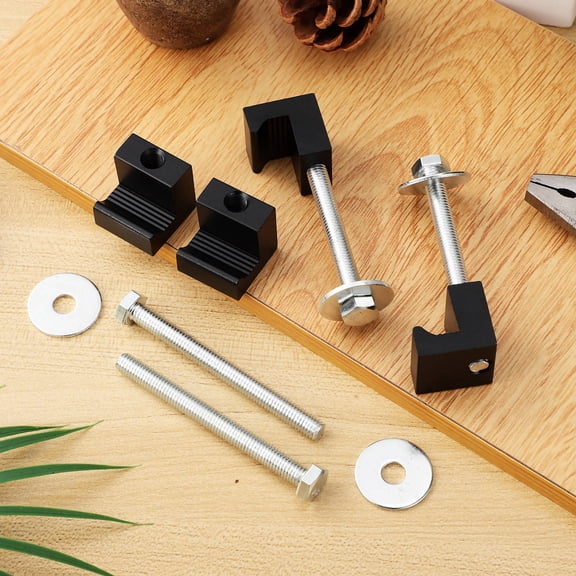 COMPUKAS 4 Pcs Tool Box Clamp J Bolt Aluminum Alloy Black for Truck Mounting