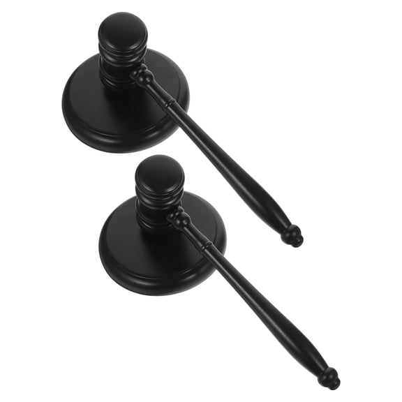 COMPUKAS 4-Piece Black Beech Wood Gavel Set for Auction, Courtroom, and Home Use with Sound Block