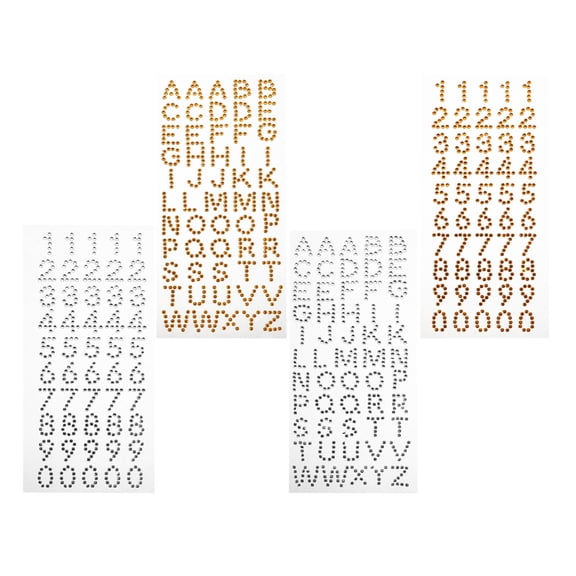 COMPUKAS 4 Sheets Rectangle Alphabet Stickers Gold Acrylic Handcraft Decoration For Crafts