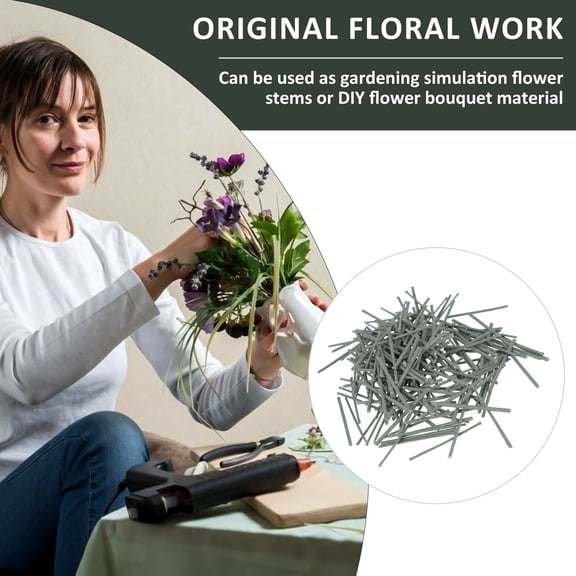 COMPUKAS 400pcs Green Floral Stem Wire DIY Flower Stems for Artificial Heads