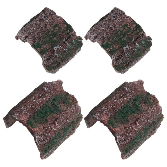 COMPUKAS 4Pcs Aquarium Log and Reptile Hide Cave with Natural Bark Design for Betta and Small Pets