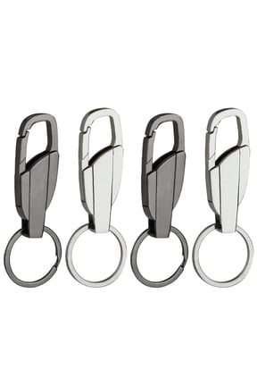 4Pcs Black Key Rings Bag Pendants with Sturdy Zinc Alloy Material for Daily Use