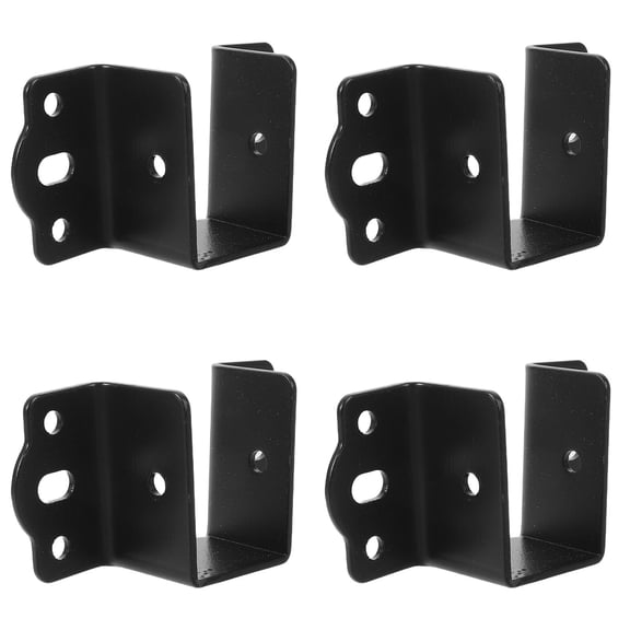 COMPUKAS Bed Frame Metal Support Brackets, Black, Reinforced U-Shape for Easy DIY, 4Pcs