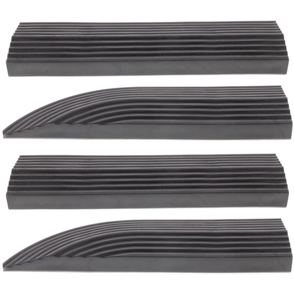 COMPUKAS 4Pcs Black Rubber Threshold Ramp Mat with Anti Slip Groove for Home Door Entry