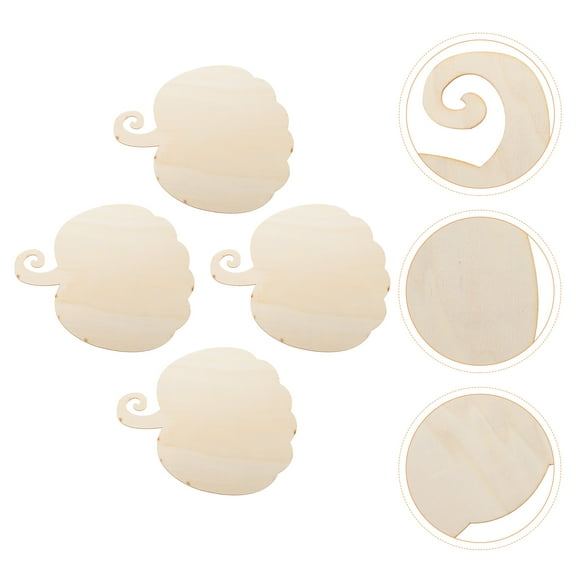 COMPUKAS Pumpkin Shaped Wood Craft Wooden Pumpkin Slice Wood 4Pcs