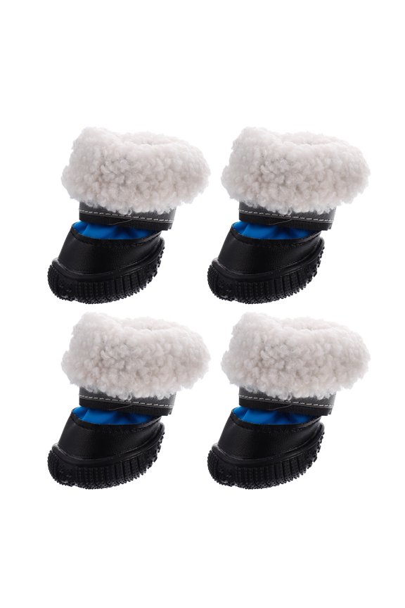 4Pcs Blue Dog Booties with Adjustable Tightness and Non Slip Durable Sole