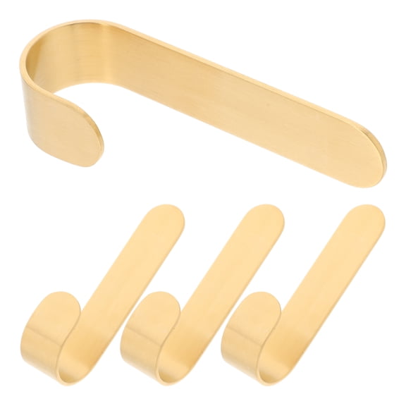 COMPUKAS 4Pcs Brass Wall Hooks Gold Finish Single Hanger for Towels Coats and Robes