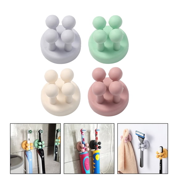 COMPUKAS 4Pcs Cable Clips Cord Organizer Silicone Wall Hook Assorted Color for Home Kitchen Bathroom