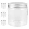 thumbnail image 1 of COMPUKAS Set of 4 Clear Plastic Food Storage Jars with Wide Mouth Lids, Mini Cylinder Containers for Kitchen Organization, 1 of 8