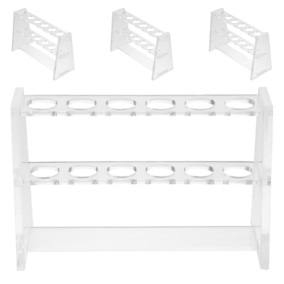 COMPUKAS 4 Pcs Clear Test Tube Rack Stand, Versatile Plastic Lab Organizer Holder for Laboratory Samples and Science Supplies