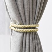 COMPUKAS 4Pcs Rustic Beige Curtain Tiebacks Rope Window Holdback for Living Room Decor