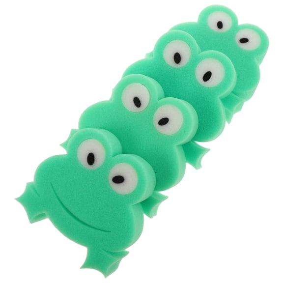 COMPUKAS 4Pcs Frog Shaped Household Cleaning Pads For Toddlers Bath Time Gentle Exfoliating Light Green