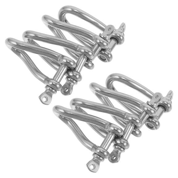 COMPUKAS 4Pcs Heavy Duty Stainless Steel Marine Twisted Clevis Shackle with Screw Pin for Rigging and Mooring