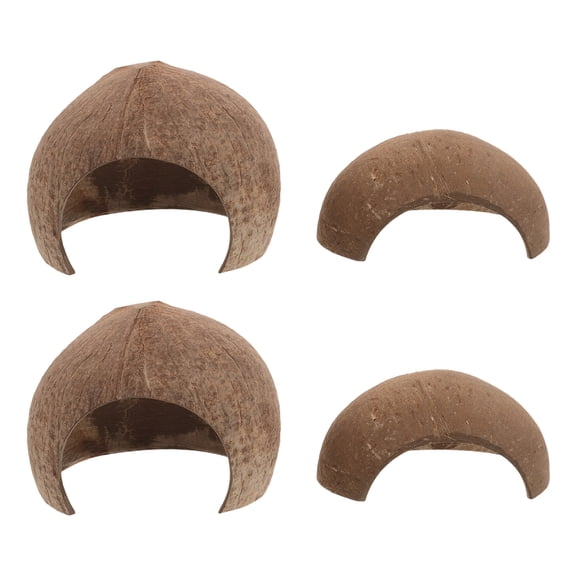 COMPUKAS Set of Brown Coconut Hideouts for Reptiles Hollow for Snake Terrarium