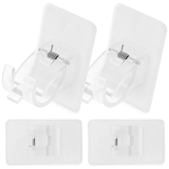 COMPUKAS 4Pcs No Drill White Curtain Rod Brackets Plastic Holders for Tension Rods