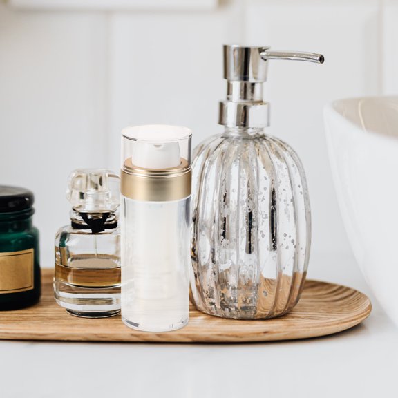 COMPUKAS 4Pcs Refillable Airless Pump Jar Transparent with Dual Layer Protection for Skincare