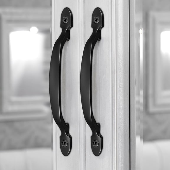 COMPUKAS 4-Pack Black Rust-Resistant Cabinet and Wardrobe Arc Door Handles, Hardware, Easy Installation