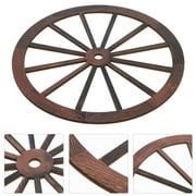 COMPUKAS Chocolate Wooden Wagon Wheel, Rustic Vintage Decor, Easy Hang, Farmhouse Accent, 4Pcs