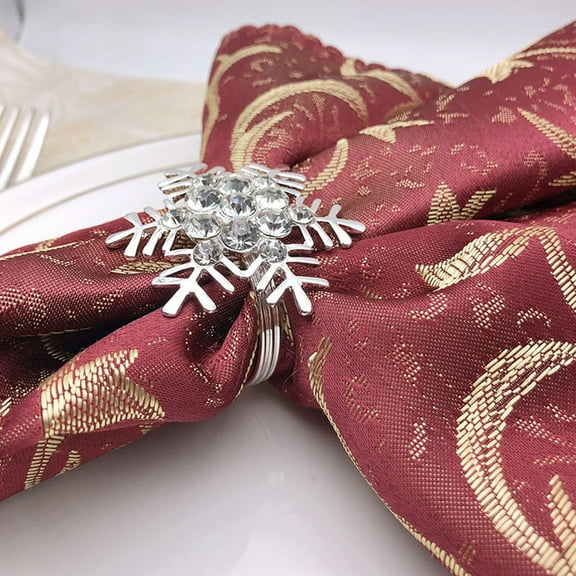 COMPUKAS Silver Snowflake Napkin Rings Elegant Dinner Decor by 4Pcs