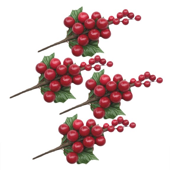 COMPUKAS 4pcs Artificial Berry Bouquet Set for Floral Arrangements, Home Decor, Wedding Centerpieces
