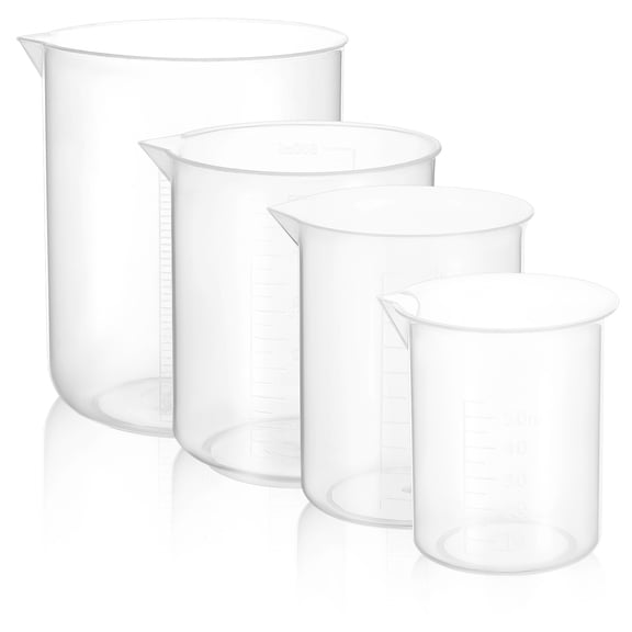 COMPUKAS 4-Piece Small Measuring Cups Set for Liquids, PP Material, V-Shaped Pouring Spout, Stackable, 50ML to 1000ML
