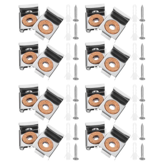 COMPUKAS 4Sets Stainless Steel Mirror Holder Clips Adjustable Screw Design for Frameless Mirrors