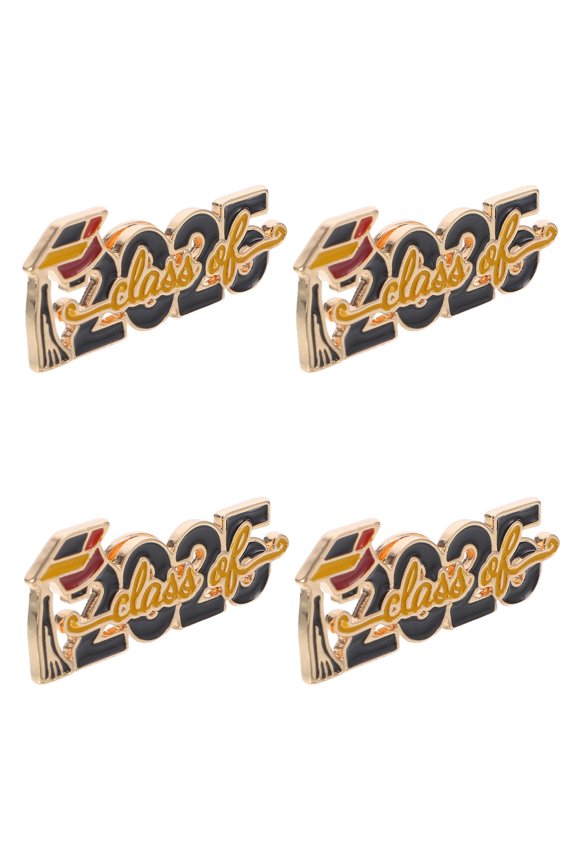 4pcs 2025 Grad Brooch Pins Alloy Sophisticated Jewelry For Graduation Party Decoration