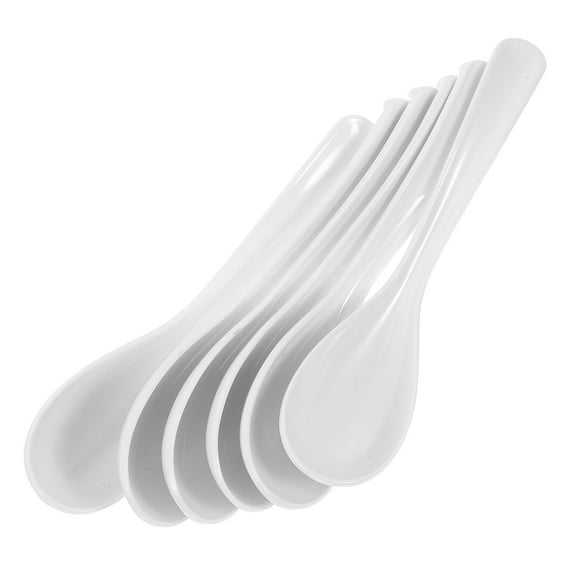 COMPUKAS Set of 4 White Plastic Cooking Spoons with Elegant Design, Kitchen Utensils for Home Cooking