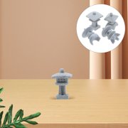 COMPUKAS 4-Piece Mini Pavilion Figurine Set, Miniature Statues for Fish Aquarium, Bonsai Landscape, Zen Garden Decor