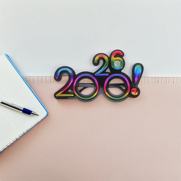 COMPUKAS 4pcs 2026 New Year Photo Booth Props Number Eyeglasses Party Decorations for Men and Women Celebration