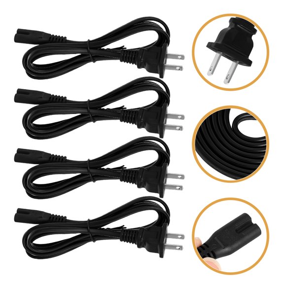 COMPUKAS 4pcs Prong Power Cord Replacement Cable For Tv Printer Home Appliances Reliable Design For Stable Power Supply