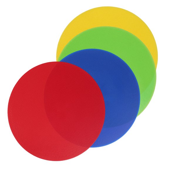 COMPUKAS 4 Pack PVC Flat Disc Markers, Assorted Color Lightweight Portable Training Cones for Agility Drills Sports Practice